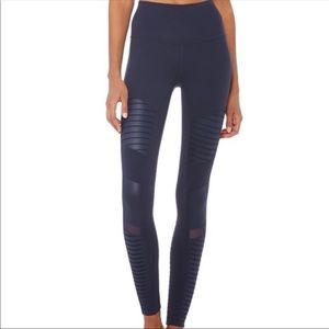 High Wasted Alo Yoga Moto Leggings Navy Blue